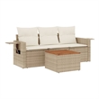 Afuera Living Contemporary Synthetic Poly Rattan 4 Piece  Sofa Set in Beige