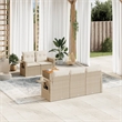 Afuera Living Contemporary 6 Piece Poly Rattan Sofa Set in Cream/Beige