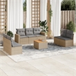 Afuera Living Contemporary Synthetic Poly Rattan 8 Piece Sofa Set in Gray/Beige