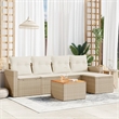 Afuera Living Contemporary Synthetic Poly Rattan Wood Sofa Set in Beige
