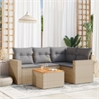 Afuera Living Contemporary 5 Piece Poly Rattan Sofa Set in Gray/Beige
