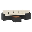 Afuera Living 6 Piece Poly Rattan Small Sofa Set in Black/Cream