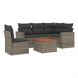 Afuera Living Contemporary 6 Piece Poly Rattan Sofa Set in Gray