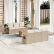 Afuera Living Contemporary Synthetic Poly Rattan 7 Piece Sofa Set in Beige