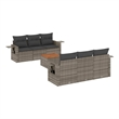 Afuera Living Contemporary 7 Piece Poly Rattan Large Sofa Set in Gray