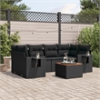 Afuera Living Contemporary Synthetic Poly Rattan 7 Piece Sofa Set in Black