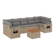 Afuera Living Contemporary Synthetic Poly Rattan 8 Piece  Sofa Set in Beige