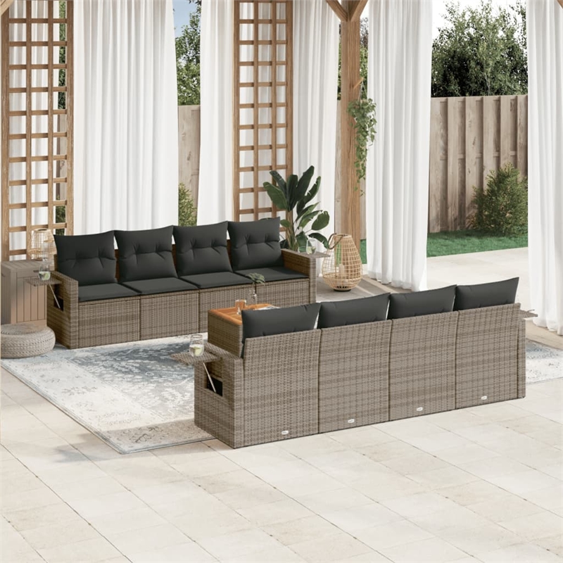 Afuera Living Contemporary Synthetic Poly Rattan  Large Sofa Set in Gray