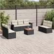 Afuera Living Contemporary Synthetic Poly Rattan 8 Piece  Sofa Set in Black