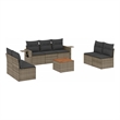 Afuera Living Contemporary 8 Piece Poly Rattan Small Sofa Set in Gray
