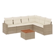 Afuera Living Contemporary Synthetic Poly Rattan 7 Piece Sofa Set in Cream/Beige