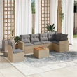 Afuera Living Contemporary Synthetic Poly Rattan 7 Piece  Sofa Set in Beige