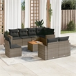 Afuera Living Contemporary Synthetic Poly Rattan 9 Piece Sofa Set in Gray