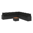 Afuera Living Contemporary Synthetic Poly Rattan 10 Piece  Sofa Set in Black