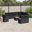 Afuera Living Contemporary Synthetic Poly Rattan 11 Piece Sofa Set in Black