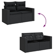 Afuera Living Contemporary Synthetic Poly Rattan 11 Piece Sofa Set in Black