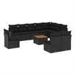 Afuera Living Contemporary Synthetic Poly Rattan 11 Piece Sofa Set in Black
