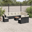 Afuera Living Synthetic Poly Rattan 11 Piece Sofa Set in Black/Cream