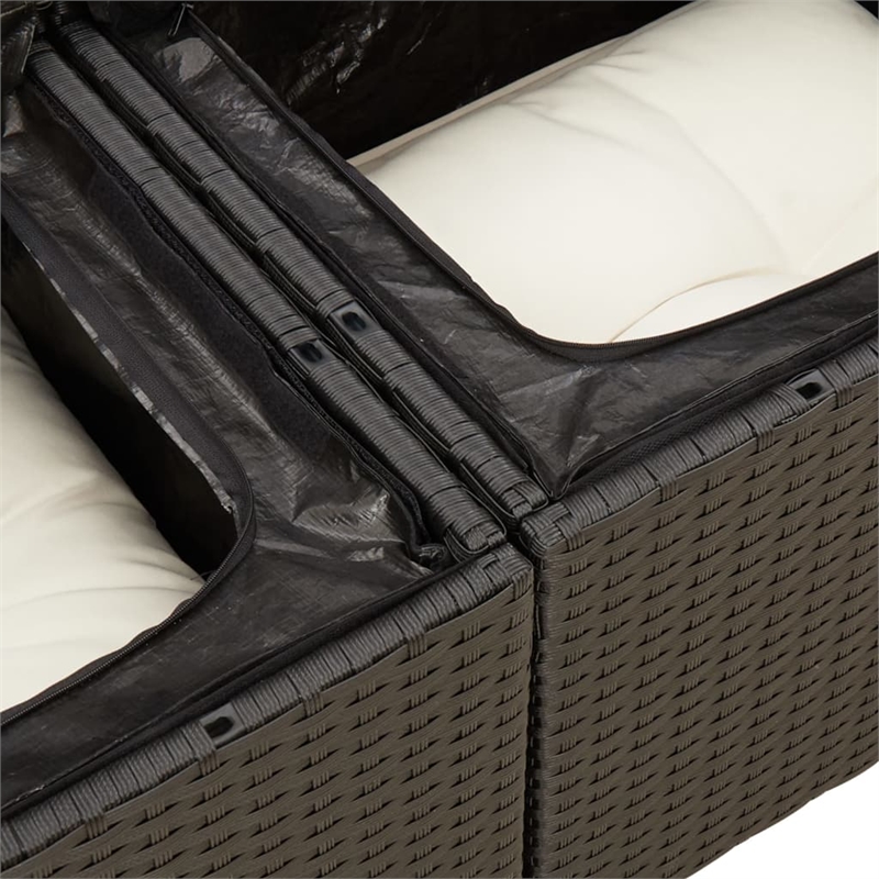 Afuera Living Contemporary 11 Piece Poly Rattan Sofa Set in Black