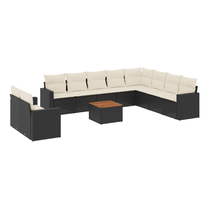 Afuera Living Contemporary 11 Piece Poly Rattan Sofa Set in Black
