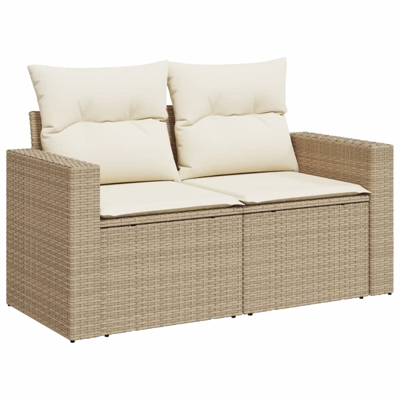 Afuera Living Contemporary 9 Piece Poly Rattan Sofa Set in Beige