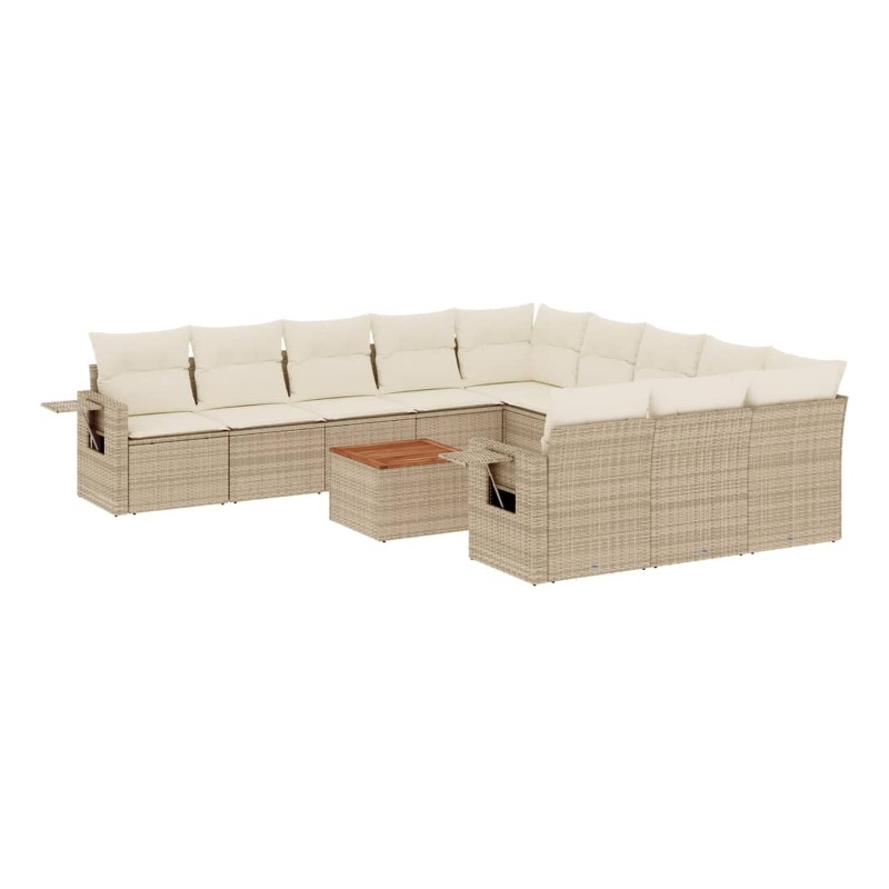 Afuera Living Contemporary 12 Piece Poly Rattan Sofa Set in Cream/Beige