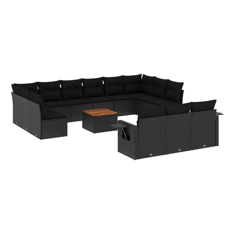 Afuera Living Contemporary Synthetic Poly Rattan Sofa Set in Black