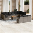 Afuera Living Contemporary 14 Piece Poly Rattan Sofa Set in Gray