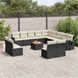 Afuera Living Contemporary 14 Piece Poly Rattan Sofa Set in Black/Cream