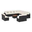 Afuera Living Contemporary 14 Piece Poly Rattan Sofa Set in Black/Cream