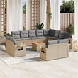 Afuera Living Contemporary 13 Piece Poly Rattan Sofa Set in Beige
