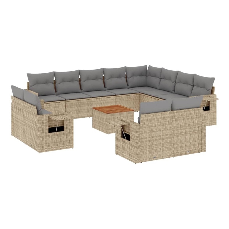 Afuera Living Contemporary 13 Piece Poly Rattan Sofa Set in Beige