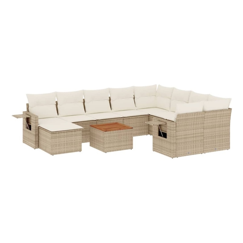 Afuera Living Contemporary 11 Piece Poly Rattan Sofa Set in Beige