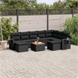 Afuera Living Contemporary Synthetic Poly Rattan 10 Piece Sofa Set in Black