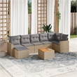 Afuera Living Contemporary Synthetic Poly Rattan 8 Piece  Sofa Set in Beige