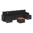 Afuera Living Contemporary 8 Piece Poly Rattan Sofa Set in Black