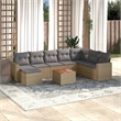 Afuera Living Contemporary Synthetic Poly Rattan 9 Piece Sofa Set in Gray/Beige