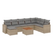 Afuera Living Contemporary Synthetic Poly Rattan 9 Piece Sofa Set in Gray/Beige