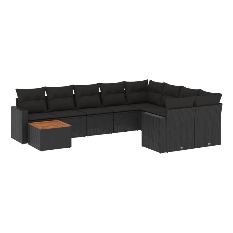 Afuera Living Contemporary Synthetic Poly Rattan 10 Piece  Sofa Set in Black
