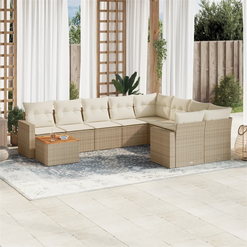 Afuera Living Contemporary Synthetic Poly Rattan  Sofa Set in Beige