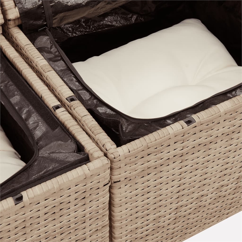 Afuera Living Contemporary Synthetic Poly Rattan  Sofa Set in Beige