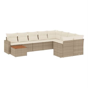 Afuera Living Contemporary Synthetic Poly Rattan  Sofa Set in Beige