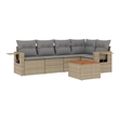 Afuera Living Contemporary Synthetic Poly Rattan 6 Piece  Sofa Set in Beige