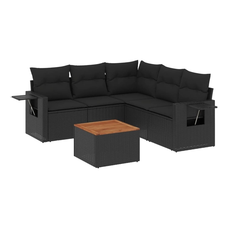 Afuera Living Contemporary Synthetic Poly Rattan Sofa Set in Black