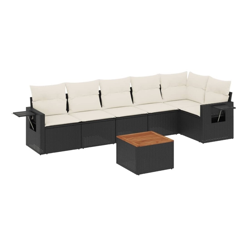 Afuera Living Contemporary 7 Piece Poly Rattan Sofa Set in Black