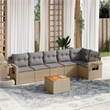 Afuera Living Contemporary Synthetic Poly Rattan 7 Piece  Sofa Set in Beige
