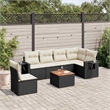 Afuera Living Contemporary Synthetic Poly Rattan 7 Piece Sofa Set in Black/Cream