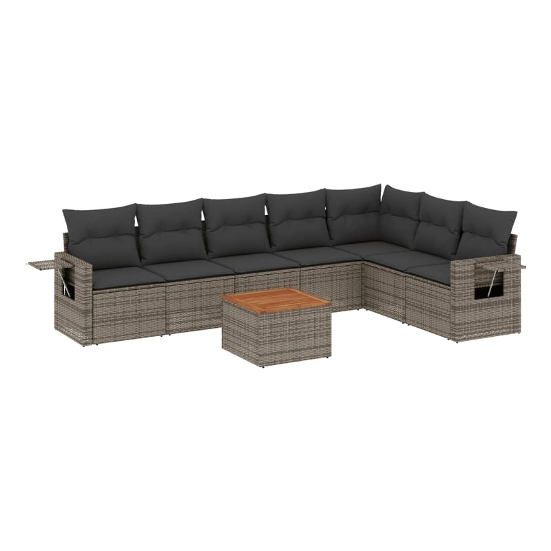 Afuera Living Contemporary Synthetic Poly Rattan 8 Piece  Sofa Set in Gray