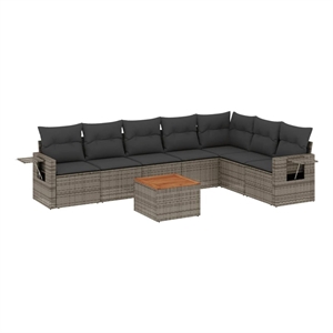 Afuera Living Contemporary Synthetic Poly Rattan 8 Piece  Sofa Set in Gray
