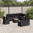 Afuera Living Contemporary Synthetic Poly Rattan 9 Piece Sofa Set in Black